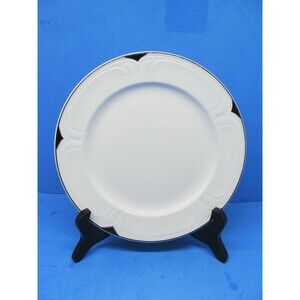 Dudson Fine China 8" Plate White With Black Trim Made In Stoke-On-Trent England